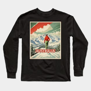 Ski Australia Vintage Travel Poster Long Sleeve T-Shirt